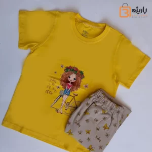 ست راحتی دخترانه دوچرخه زرد