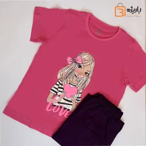 ست راحتی دخترانه صورتی رز