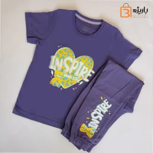 ست لباس دخترانه قلبی بنفش