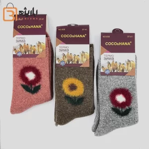 جوراب پشمی حوله ای زنانه رنگی