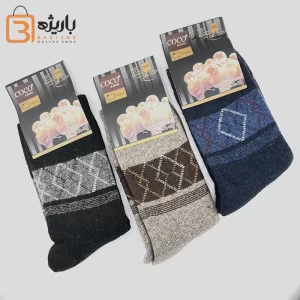 جوراب پشمی مردانه لوزی رنگی