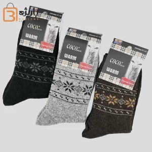 جوراب پشمی ساقدار برف رنگی